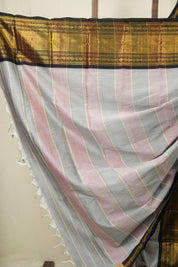 Grey Narayan Peth Cotton Saree - SRGNPCS68