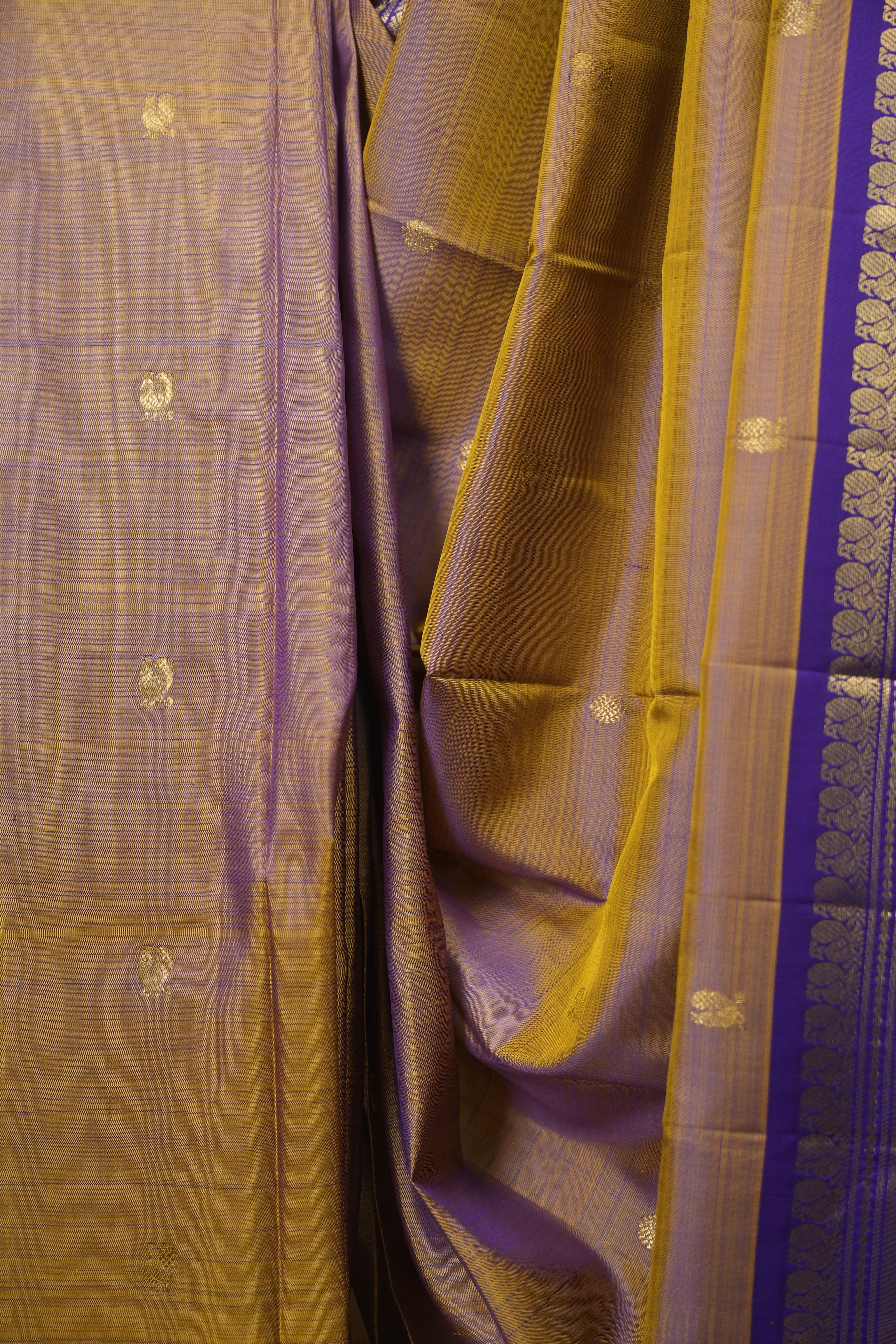 Dual Tone Golden Kanjivaram Silk Saree - SRDTGKSS1088