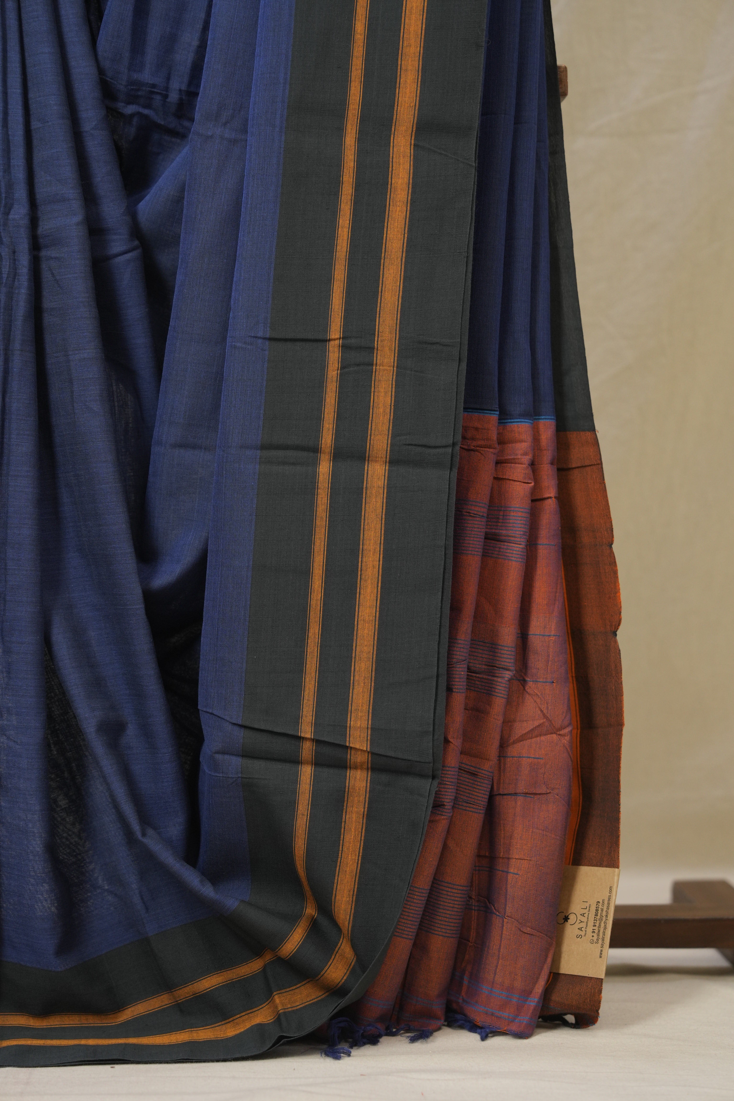 Royal Blue Cotton Ilkal Saree - SRRBCIS948