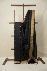 Black Soft Silk Saree - SRBSSS402