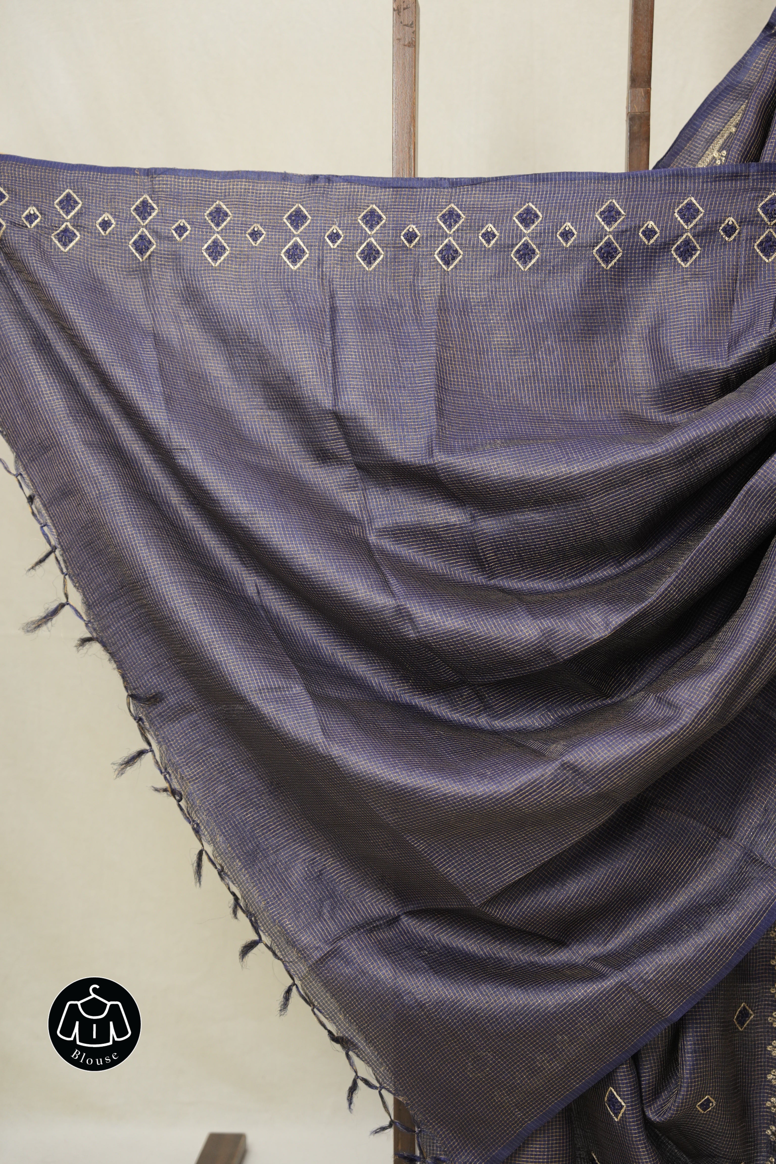 Dark Purple Machine Embroidered Tussar Silk Saree - SRDPMETSS1521
