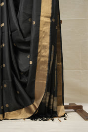 Black Soft Silk Saree - SRBSSS402