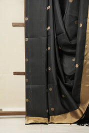 Black Soft Silk Saree - SRBSSS402