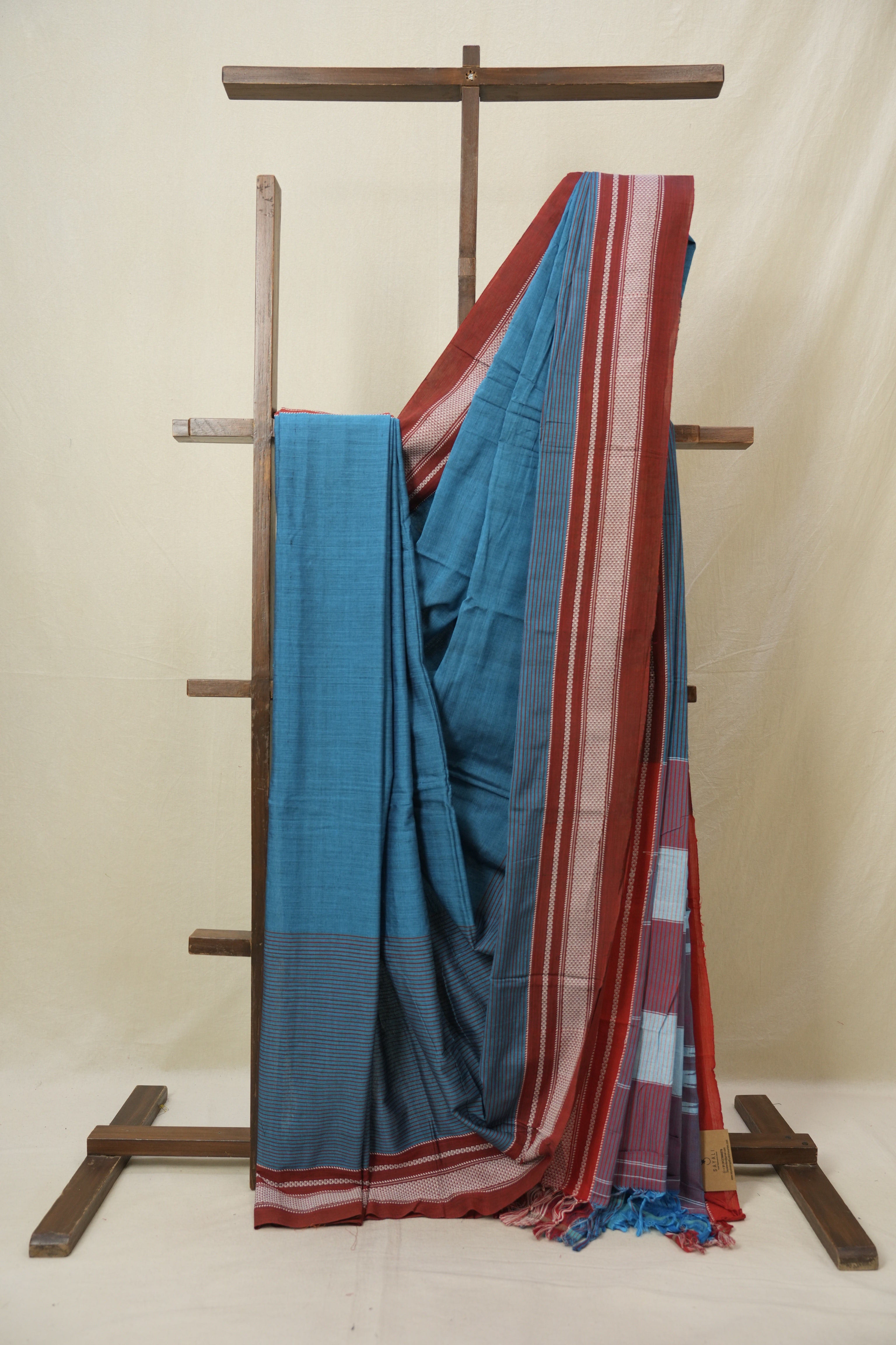 Teal Blue Cotton Ilkal Saree - SRTBCIS949