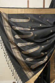 Black Soft Silk Saree - SRBSSS402