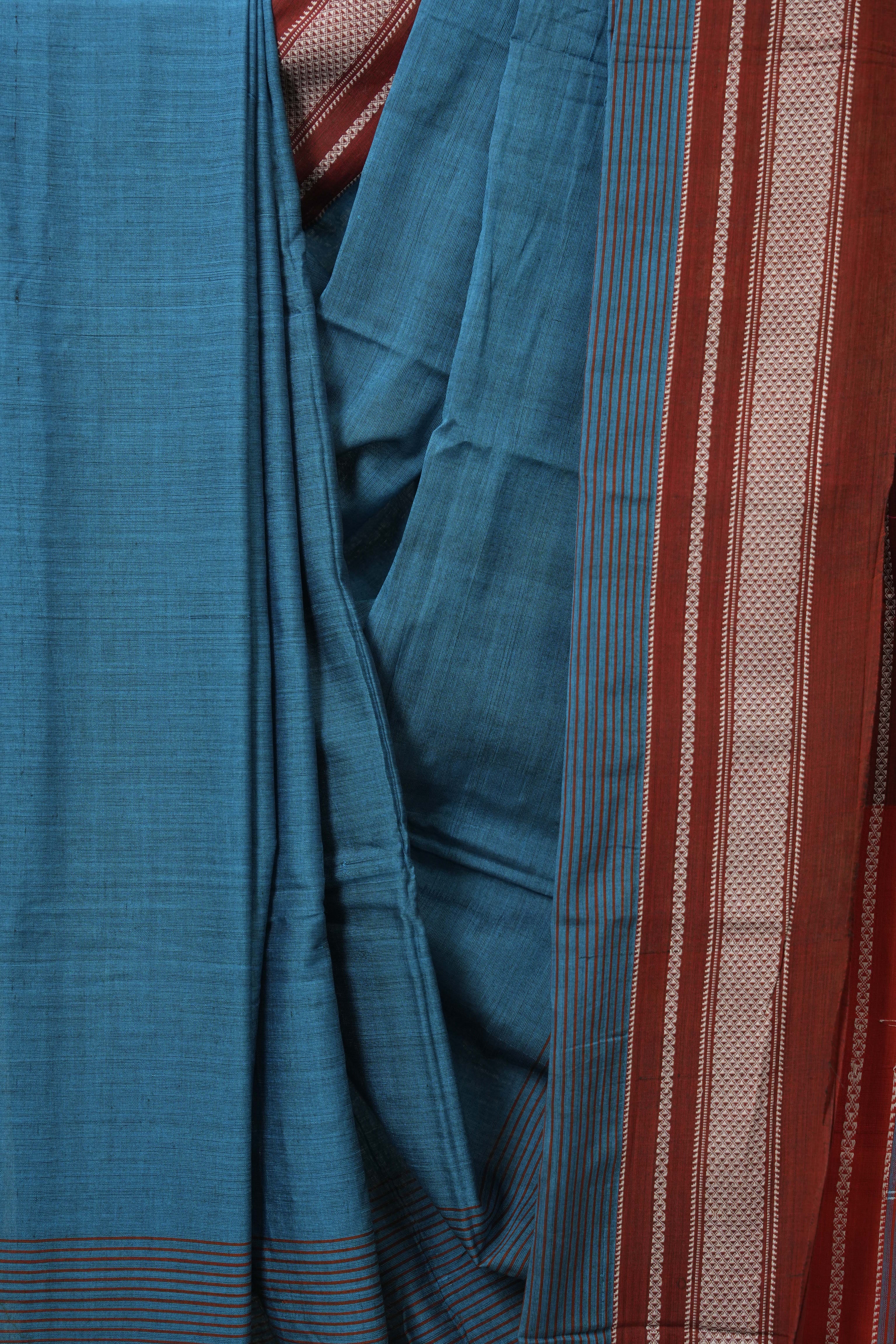 Teal Blue Cotton Ilkal Saree - SRTBCIS949