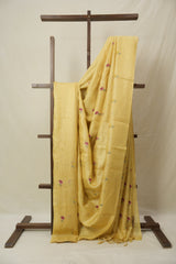 Yellow Machine Embroidered Tussar Silk Saree - SRYMETSS1545