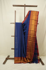 Navy Blue Narayan Peth Cotton Saree - SRNBNPCS71