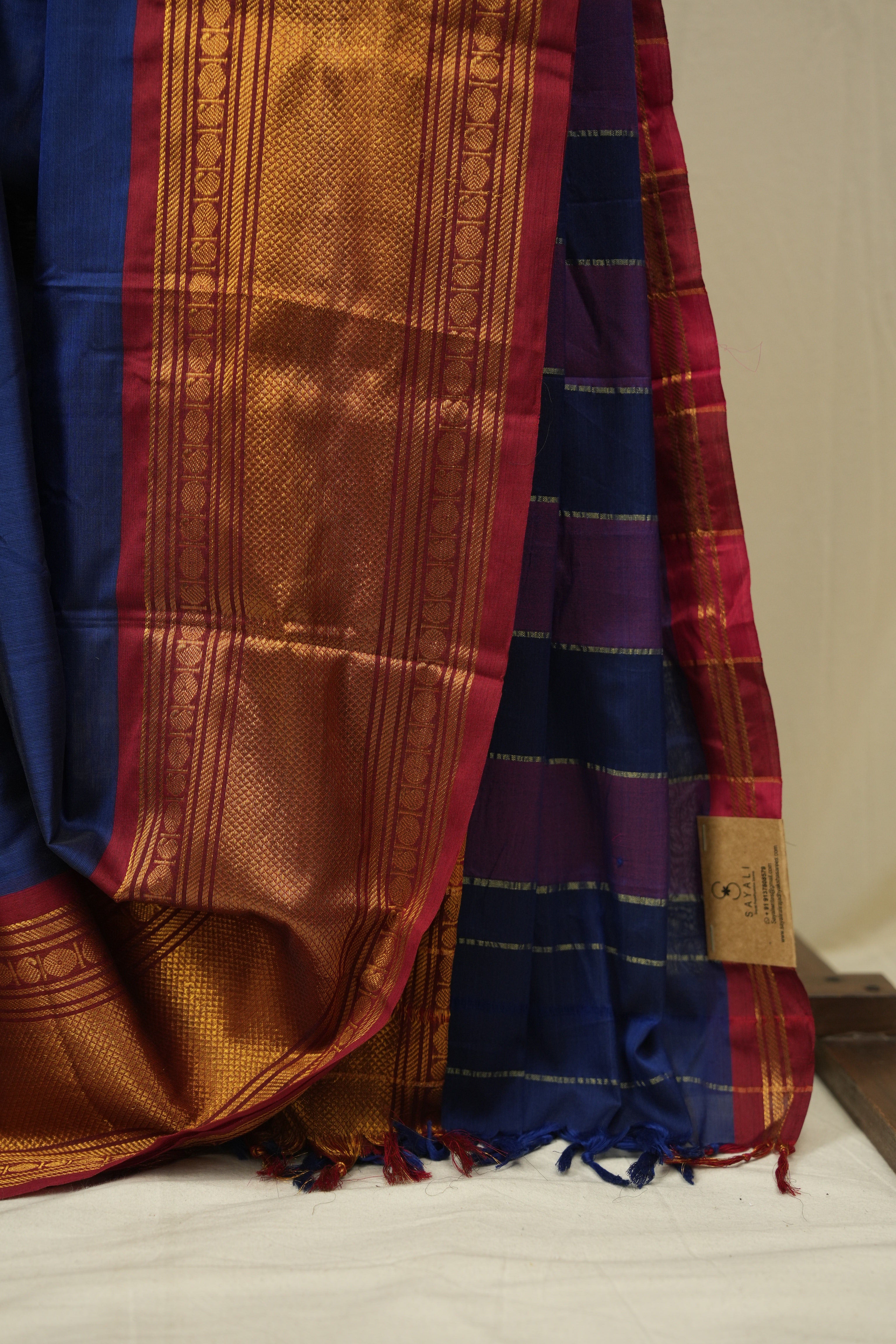 Navy Blue Narayan Peth Cotton Saree - SRNBNPCS71