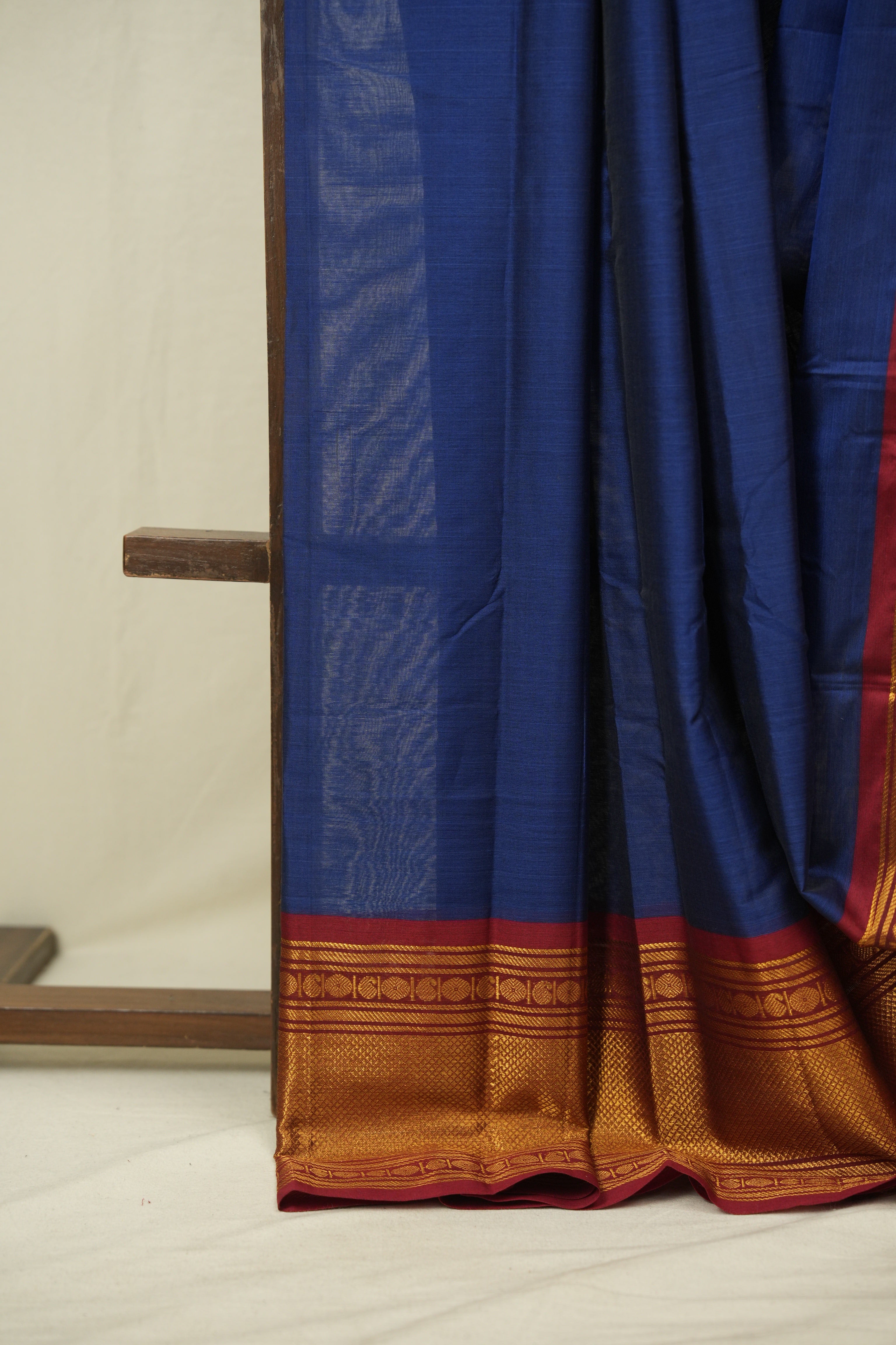 Navy Blue Narayan Peth Cotton Saree - SRNBNPCS71