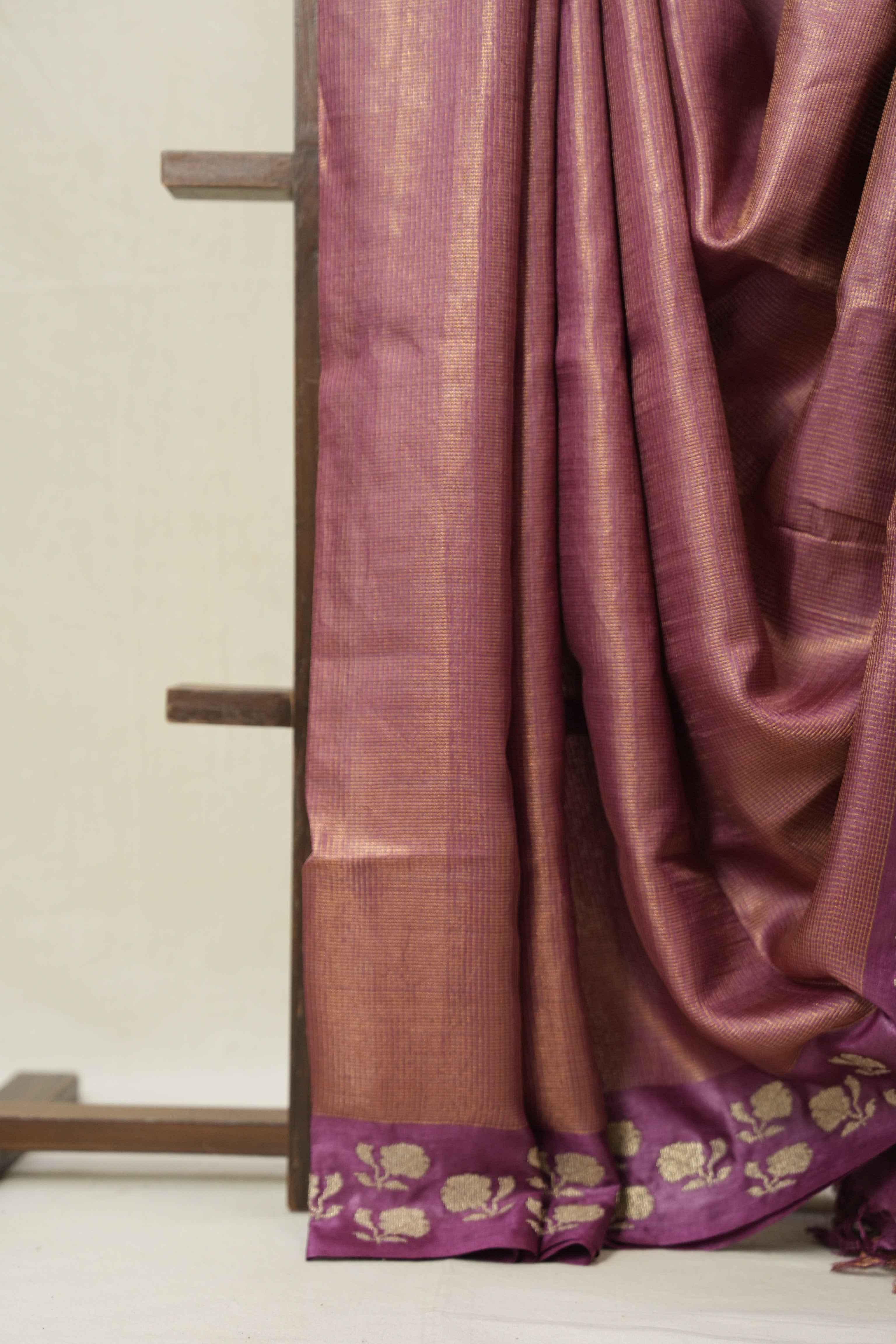 Onion Pink Machine Embroidered Tussar Silk Saree - SROPMETSS1551
