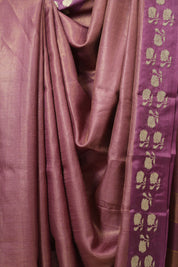 Onion Pink Machine Embroidered Tussar Silk Saree - SROPMETSS1551