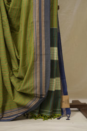 Olive Green Cotton Ilkal Saree - SROGCIS951