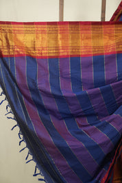 Navy Blue Narayan Peth Cotton Saree - SRNBNPCS71
