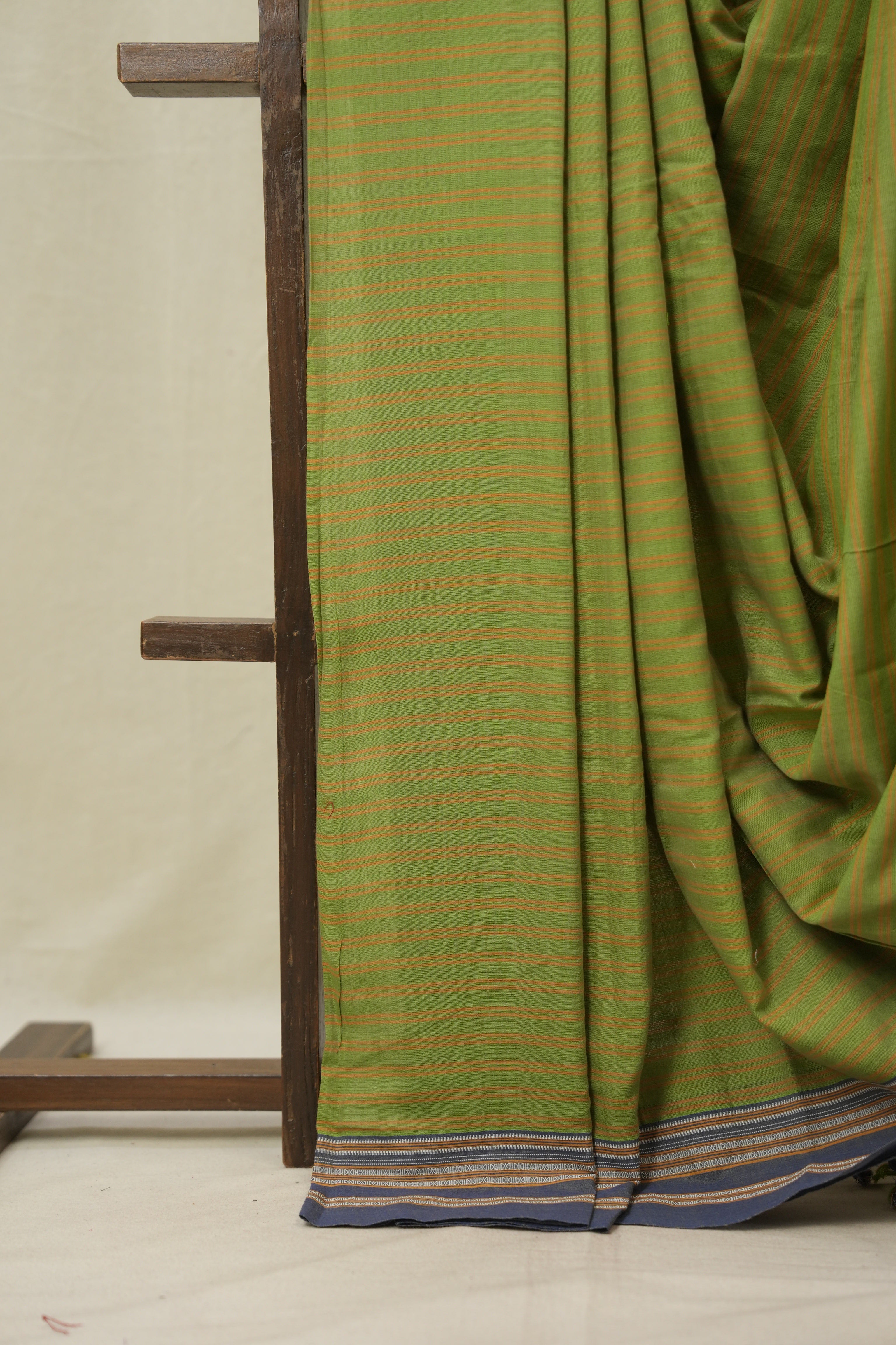 Olive Green Cotton Ilkal Saree - SROGCIS951