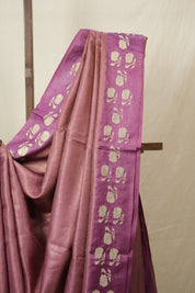 Onion Pink Machine Embroidered Tussar Silk Saree - SROPMETSS1551