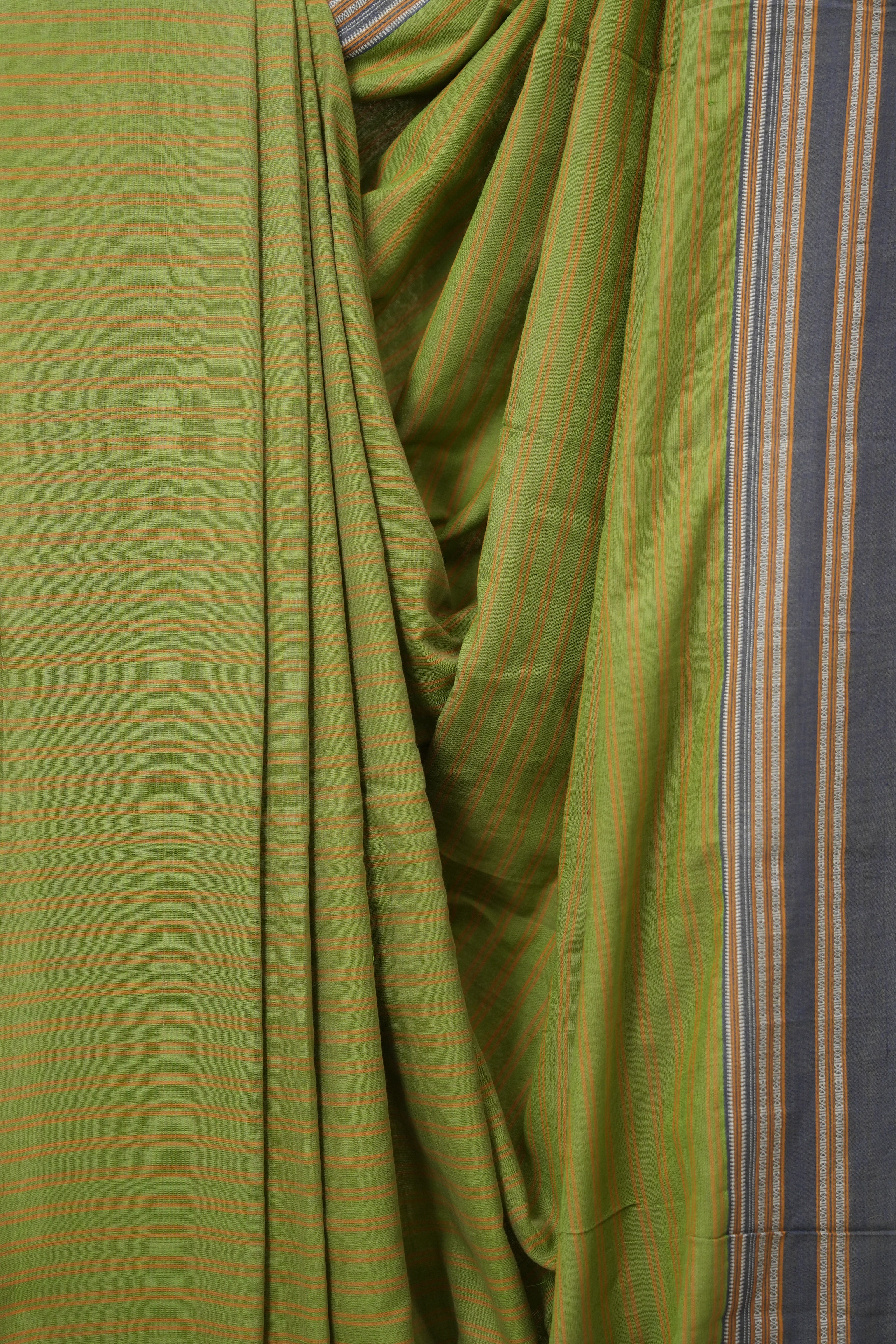 Olive Green Cotton Ilkal Saree - SROGCIS951