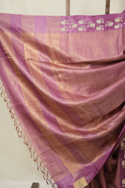 Onion Pink Machine Embroidered Tussar Silk Saree - SROPMETSS1551