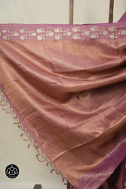 Onion Pink Machine Embroidered Tussar Silk Saree - SROPMETSS1551