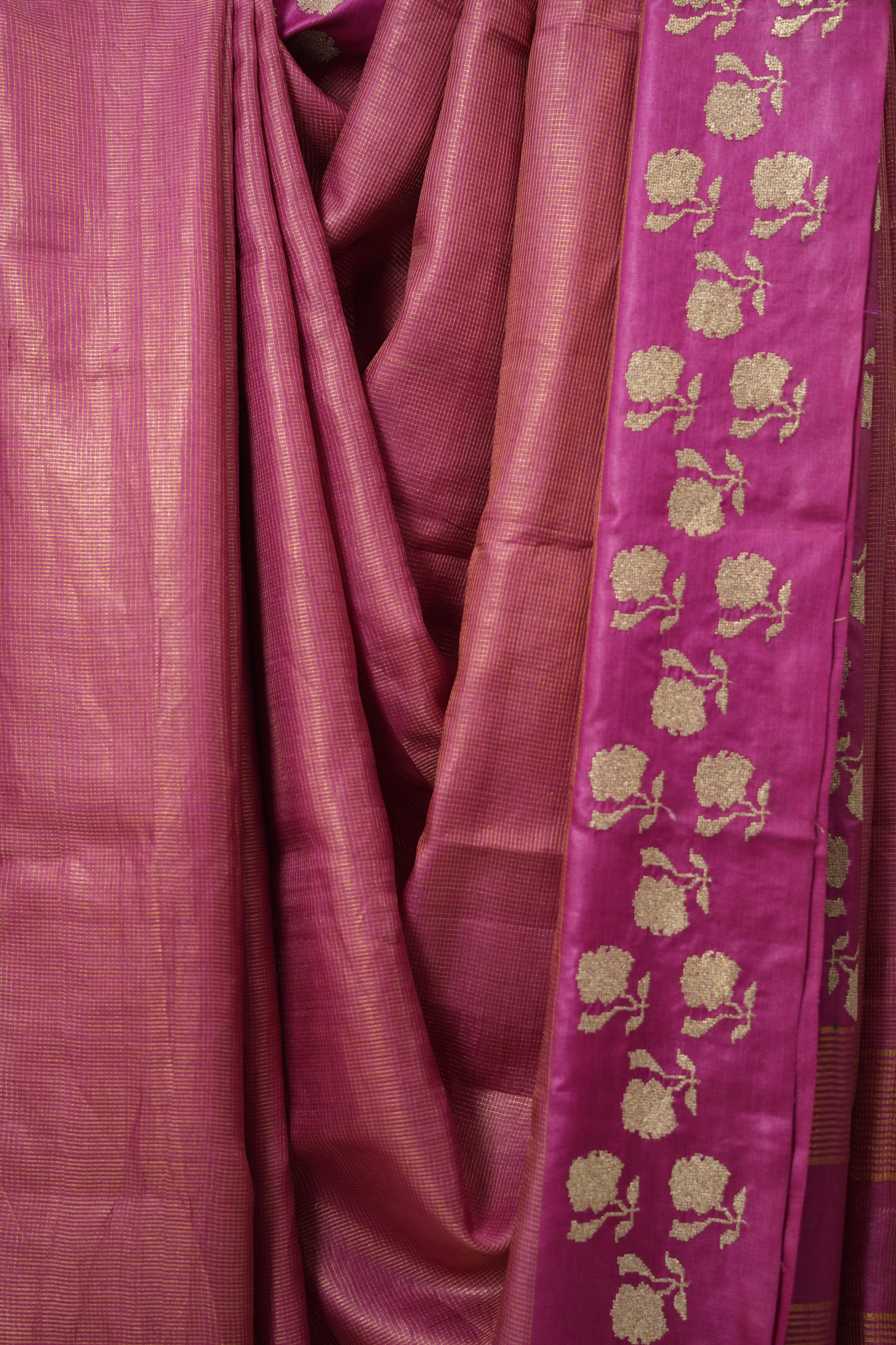 Pink Machine Embroidered Tussar Silk Saree - SRPMETSS1544