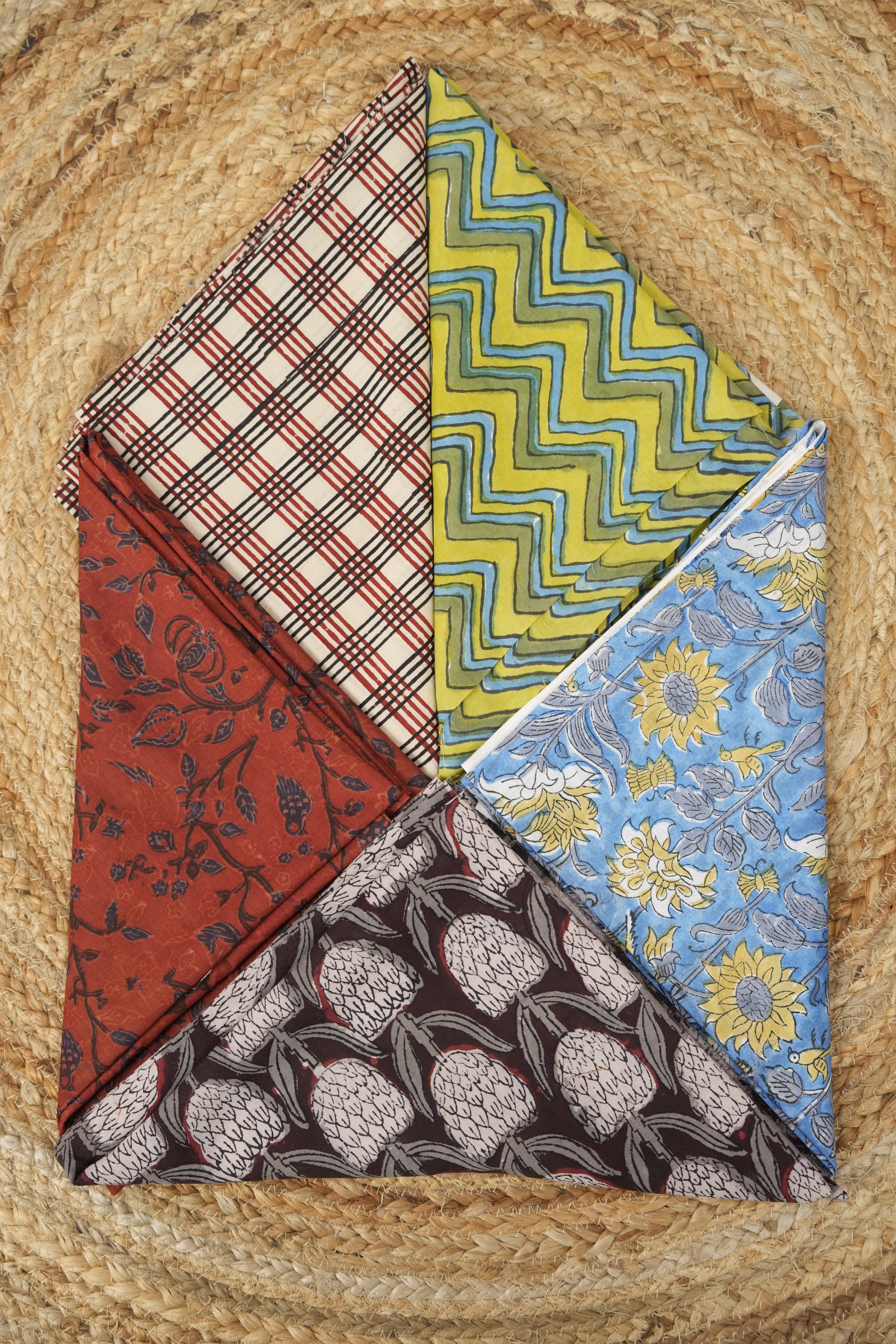 Hand Block Print Cotton Blouse Piece Set - SRCBPS21