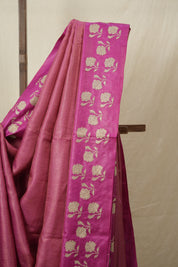 Pink Machine Embroidered Tussar Silk Saree - SRPMETSS1544