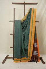 Forest Green Cotton Ilkal Saree - SRGCIS961
