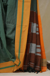 Forest Green Cotton Ilkal Saree - SRGCIS961