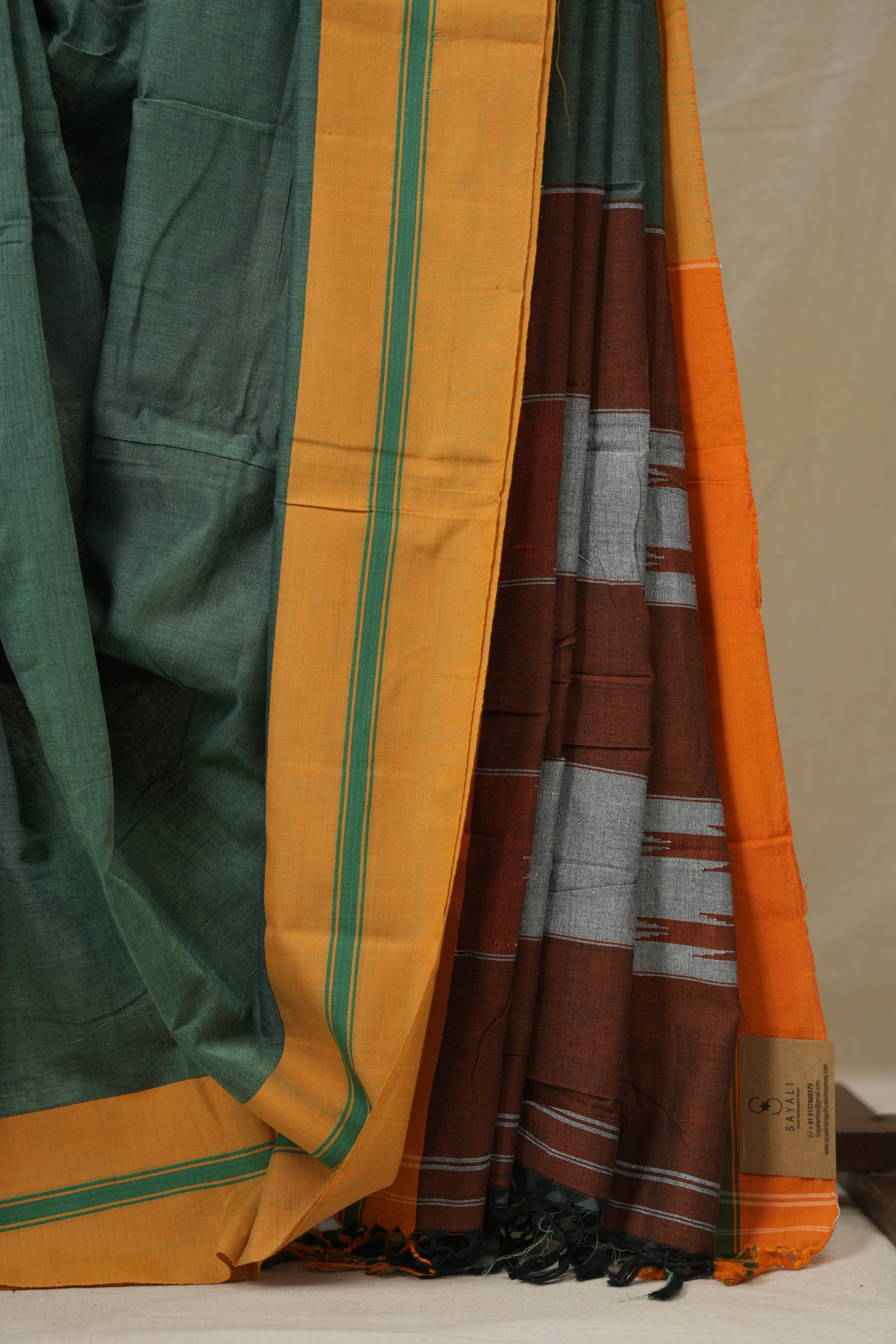 Forest Green Cotton Ilkal Saree - SRGCIS961