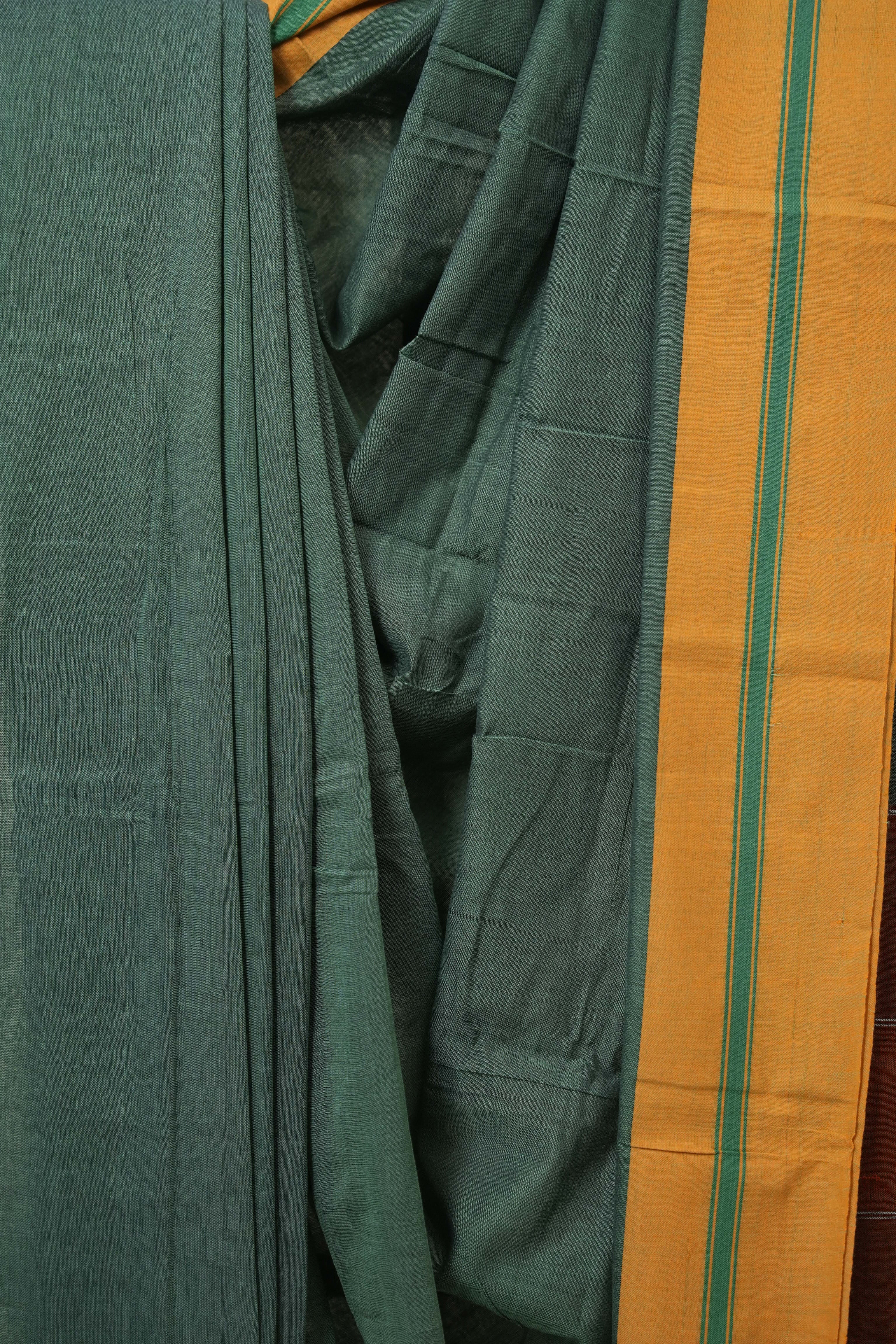 Forest Green Cotton Ilkal Saree - SRGCIS961