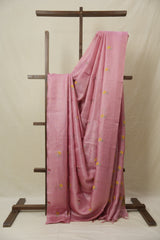 Pink Machine Embroidered Tussar Silk Saree - SRPMETSS1542