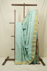 Aqua Green Gadwal Silk Saree - SRAGGSS656