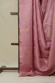 Pink Machine Embroidered Tussar Silk Saree - SRPMETSS1542