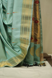 Aqua Green Gadwal Silk Saree - SRAGGSS656