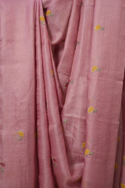 Pink Machine Embroidered Tussar Silk Saree - SRPMETSS1542