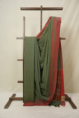 Olive Green Cotton Ilkal Saree - SROGCIS962