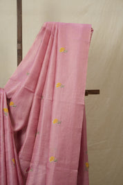 Pink Machine Embroidered Tussar Silk Saree - SRPMETSS1542