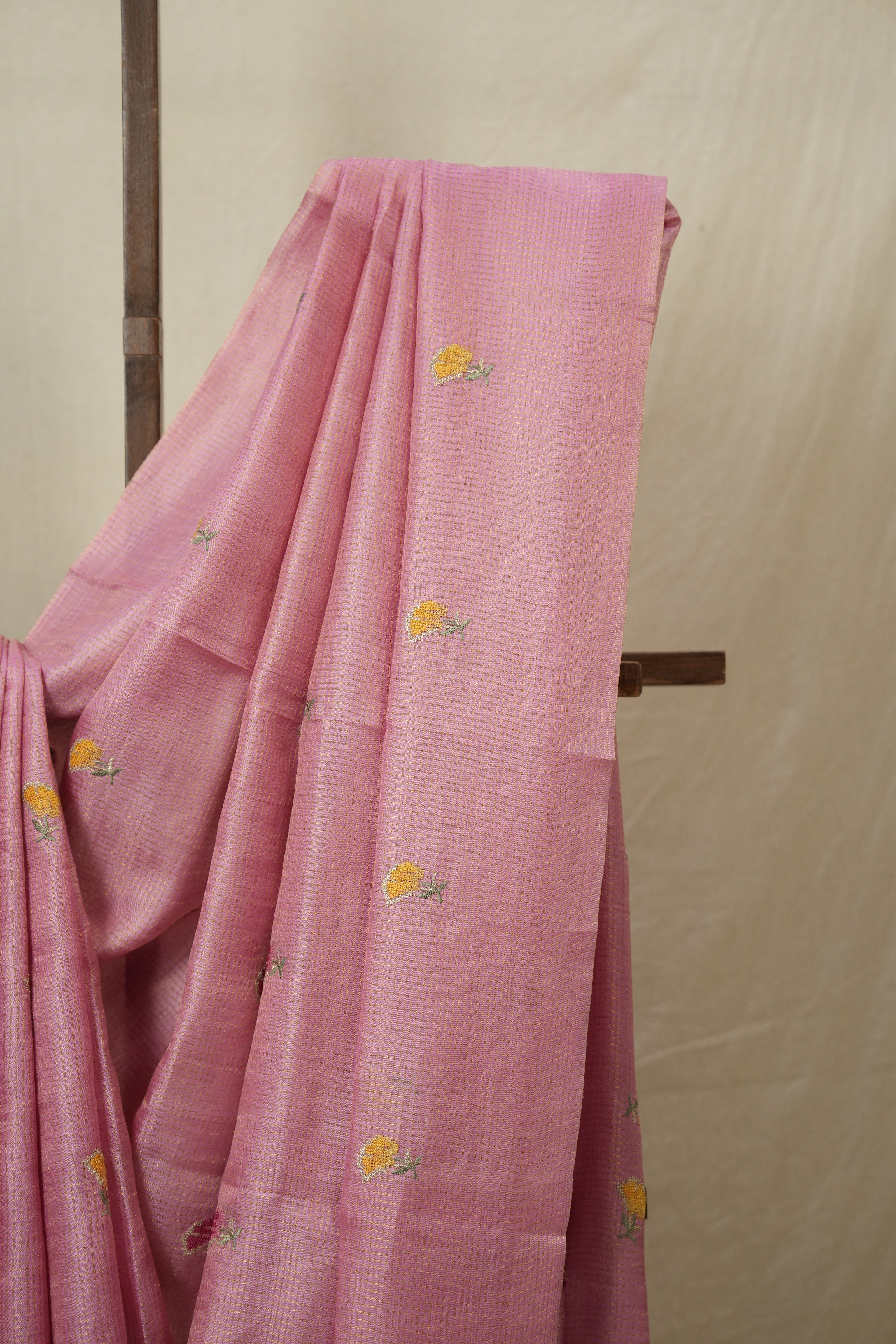 Pink Machine Embroidered Tussar Silk Saree - SRPMETSS1542