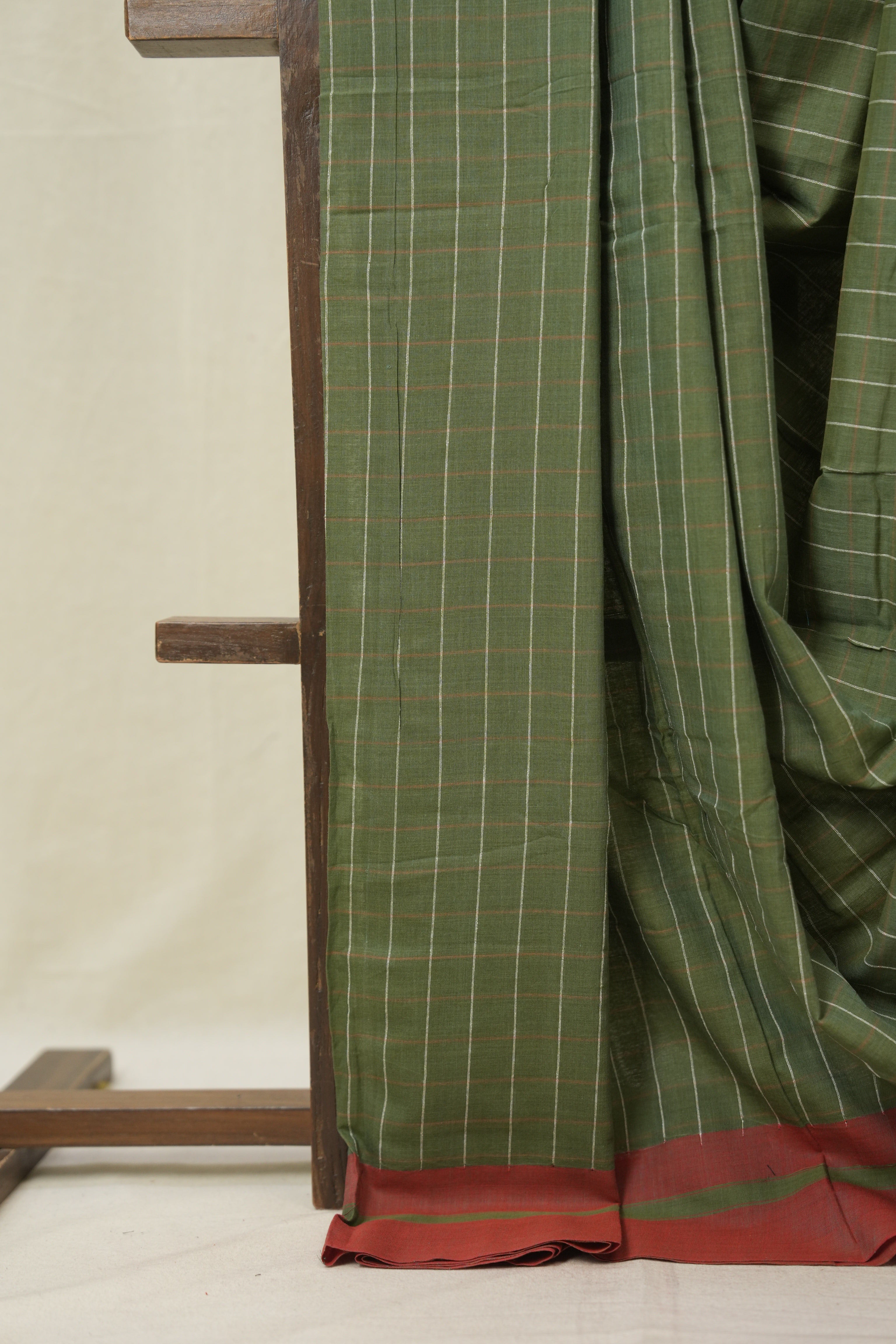 Olive Green Cotton Ilkal Saree - SROGCIS962