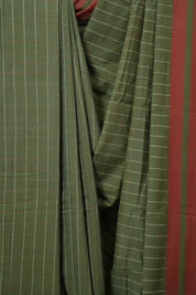 Olive Green Cotton Ilkal Saree - SROGCIS962