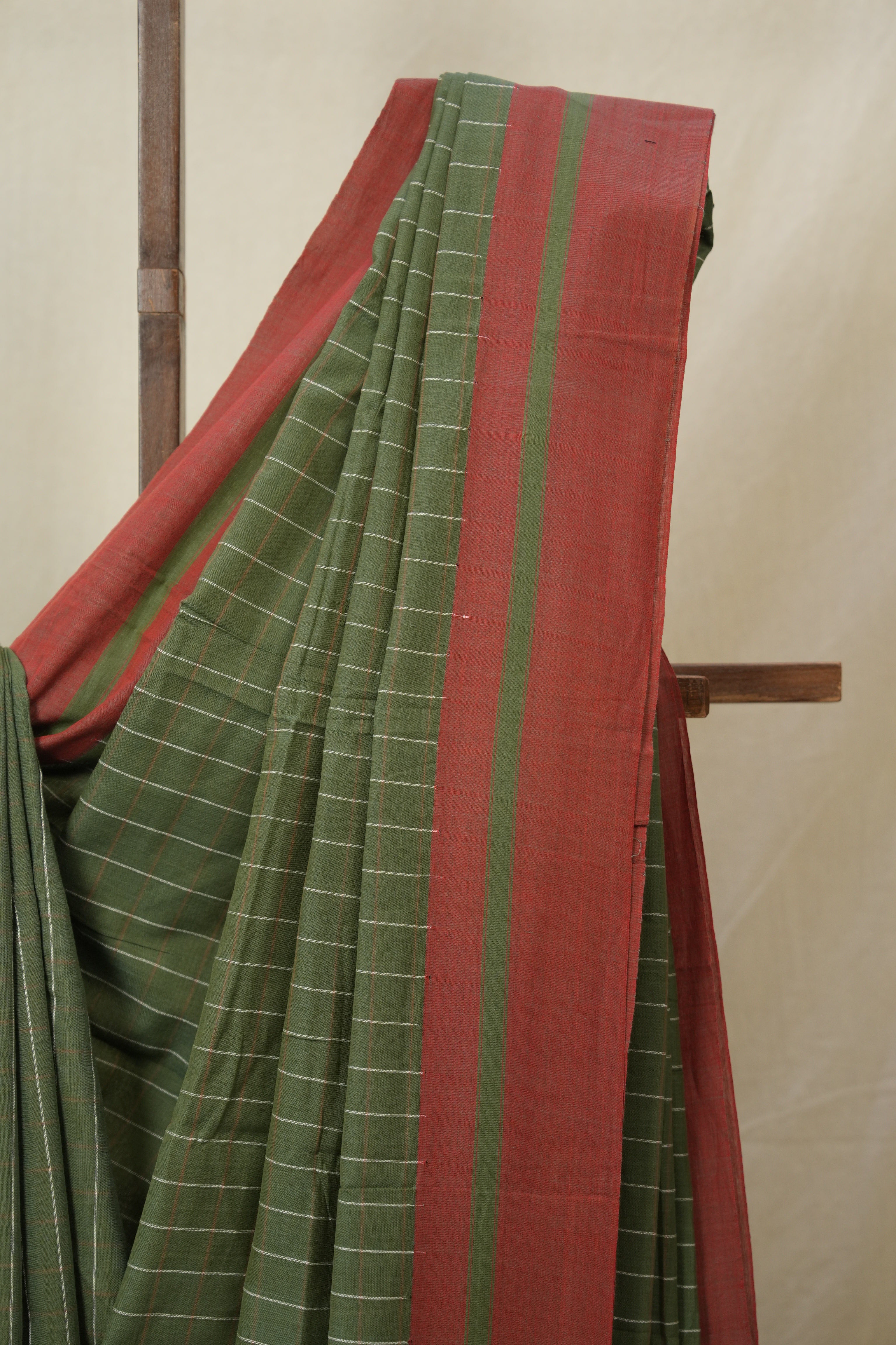 Olive Green Cotton Ilkal Saree - SROGCIS962