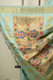 Aqua Green Gadwal Silk Saree - SRAGGSS656