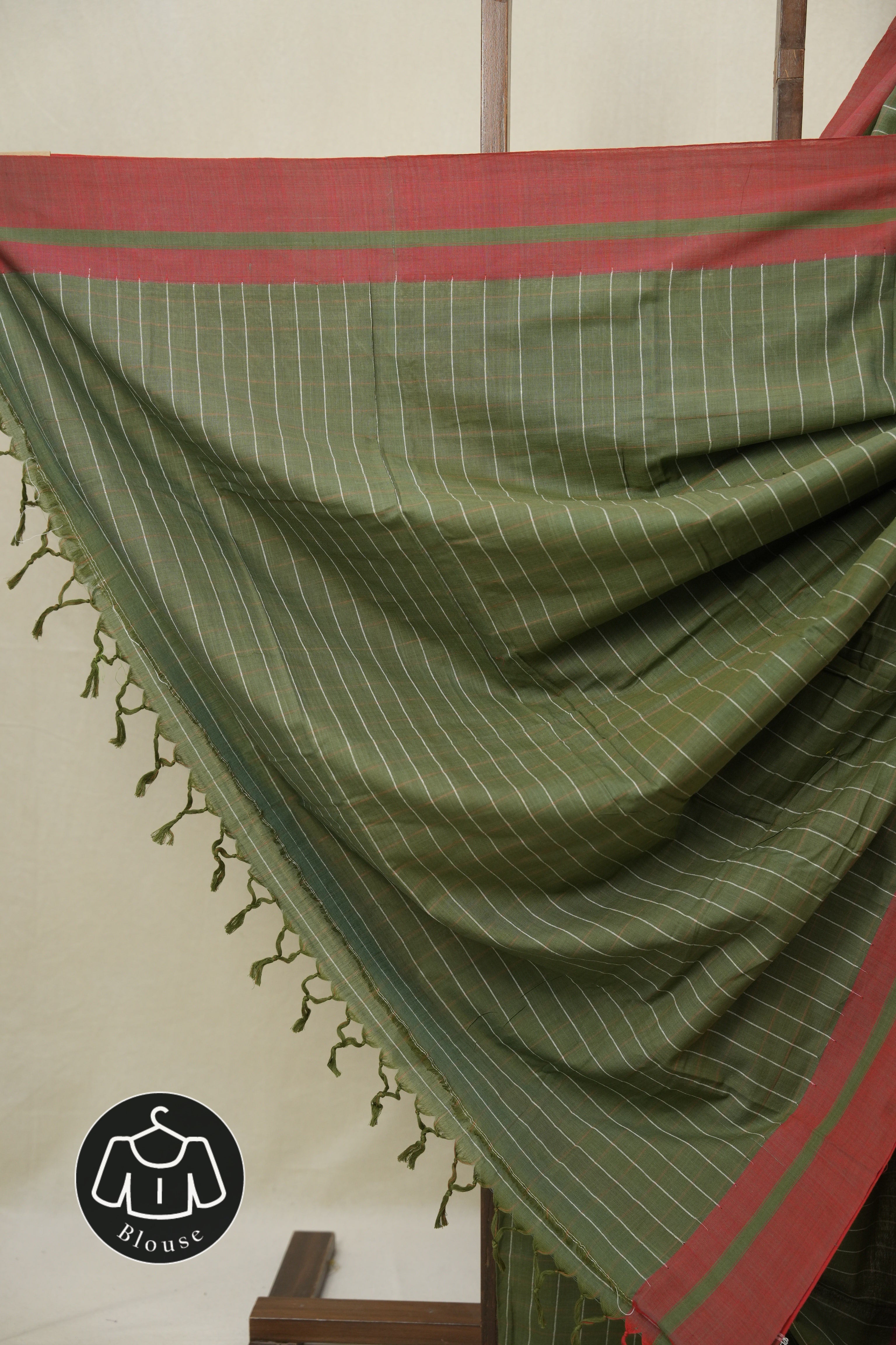 Olive Green Cotton Ilkal Saree - SROGCIS962