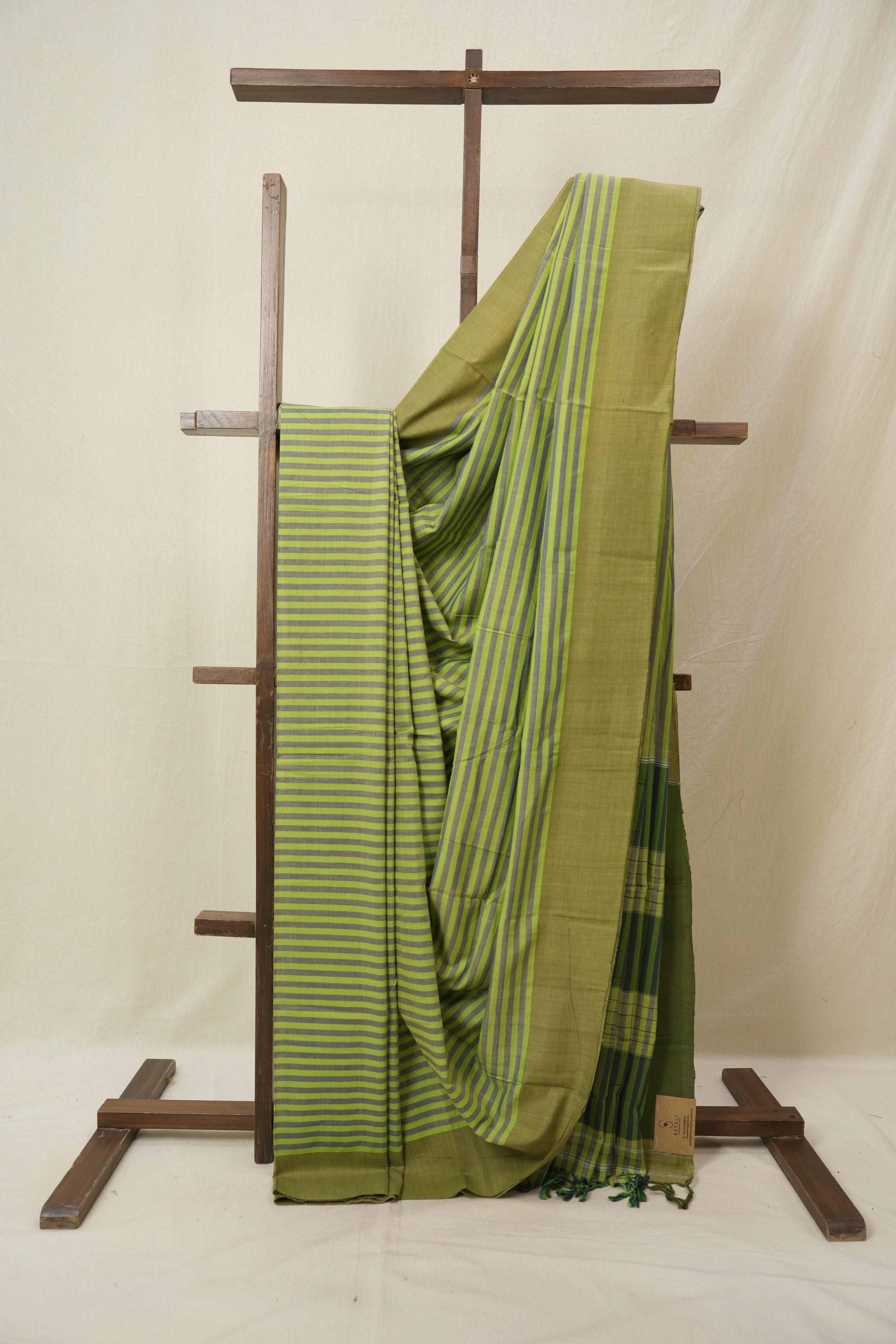 Green Stripes Cotton Ilkal Saree - SRGSCIS963