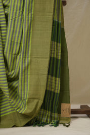 Green Stripes Cotton Ilkal Saree - SRGSCIS963