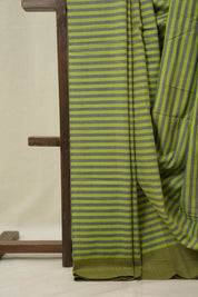 Green Stripes Cotton Ilkal Saree - SRGSCIS963
