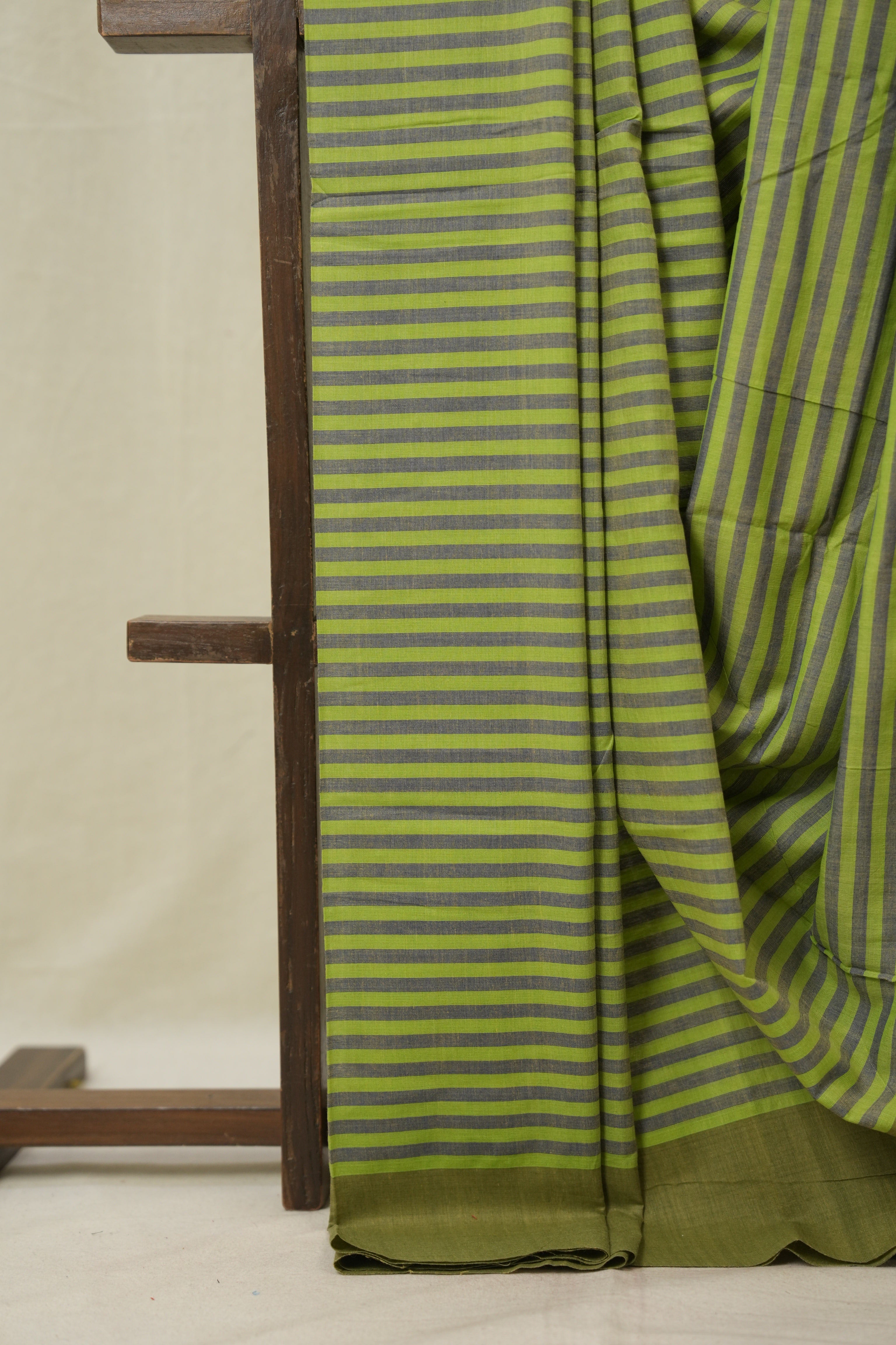 Green Stripes Cotton Ilkal Saree - SRGSCIS963