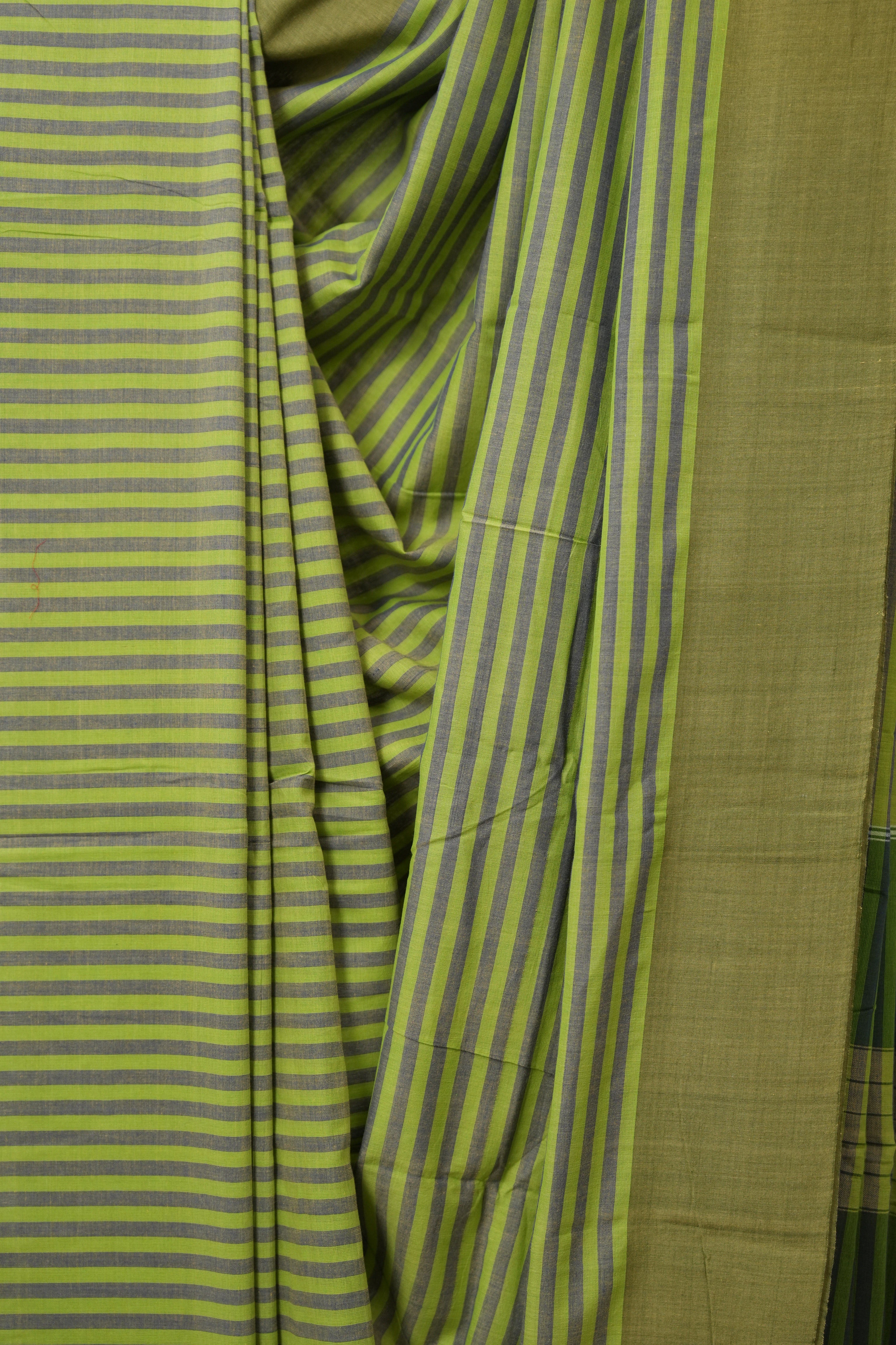 Green Stripes Cotton Ilkal Saree - SRGSCIS963