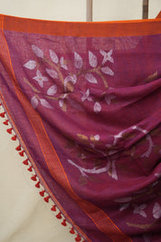 Blue-Pink Linen Jamdani Saree -SRBPLJS459