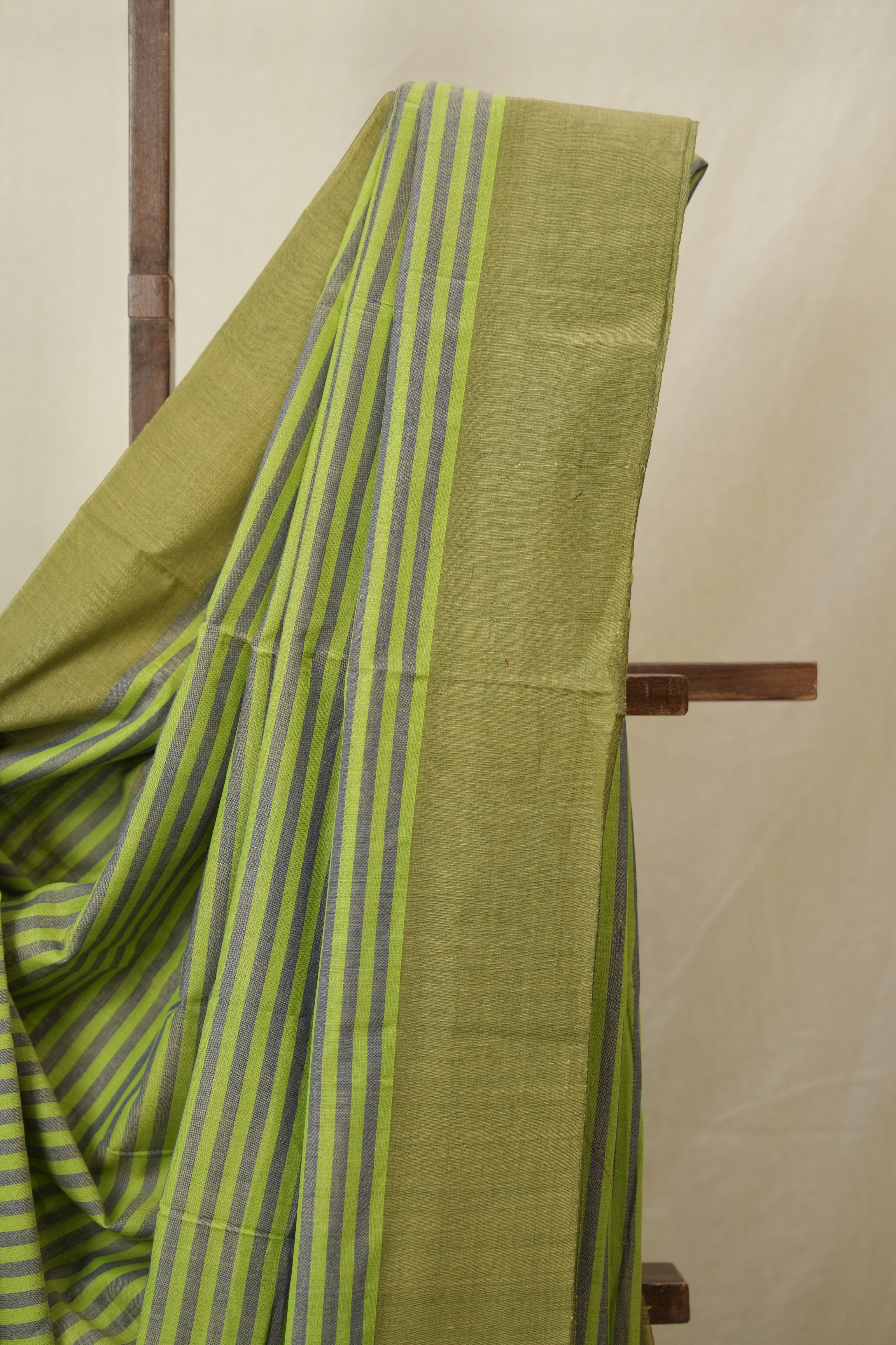 Green Stripes Cotton Ilkal Saree - SRGSCIS963